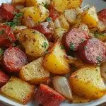 Fried Potatoes with Onions and Smoked Polish Sausage