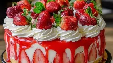 Lavish Decorated Strawberry Cheesecake