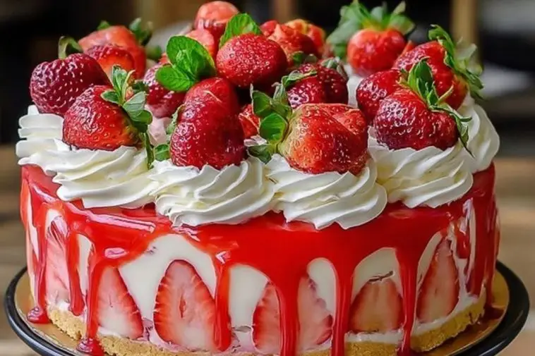 Lavish Decorated Strawberry Cheesecake