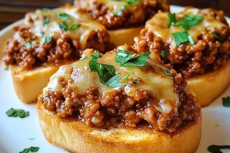 Open Face Garlic Toast Sloppy Joes