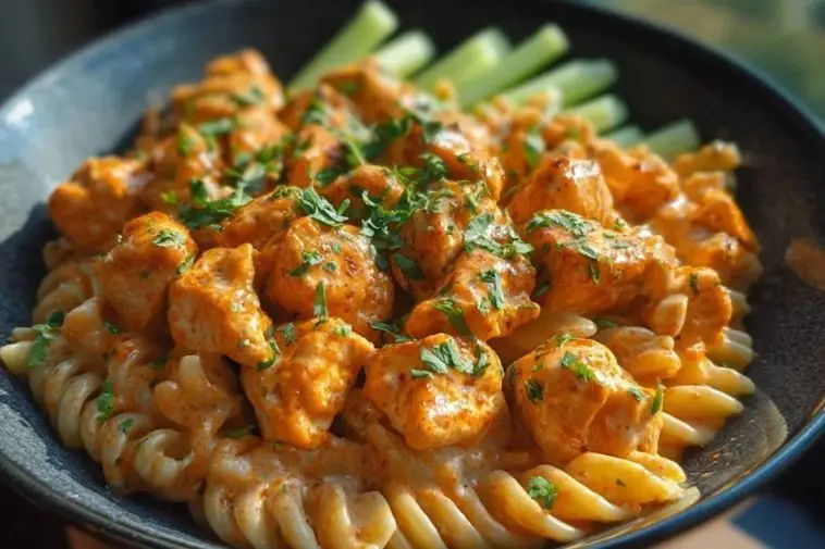 The Best Buffalo Garlic Chicken Bites Recipe with Creamy Ranch Cajun Alfredo Pasta