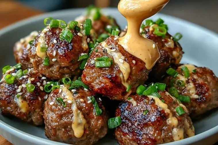 The Best Korean BBQ Meatballs with Spicy Mayo Dip