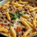 Creamy Rotel Pasta with Ground Beef