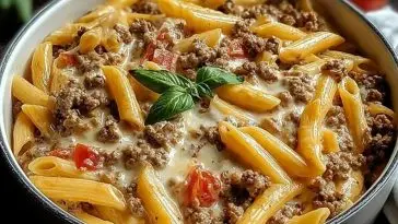 Creamy Rotel Pasta with Ground Beef
