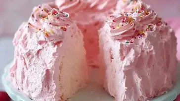 Beautiful Pink Angel Food Cake
