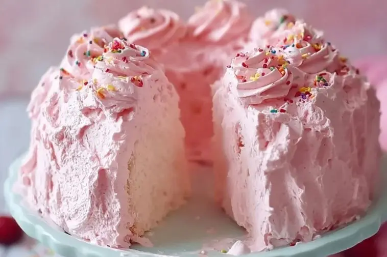 Beautiful Pink Angel Food Cake