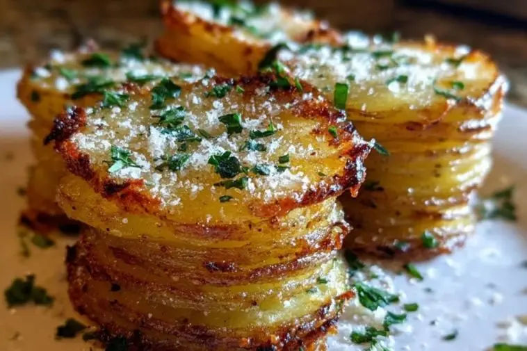 Crispy Parmesan Potato Stacks