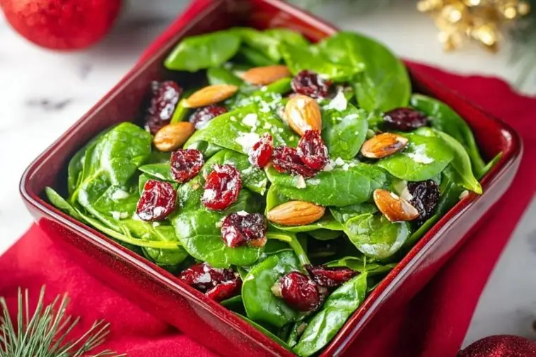 Delicious Christmas Cranberry Spinach Salad