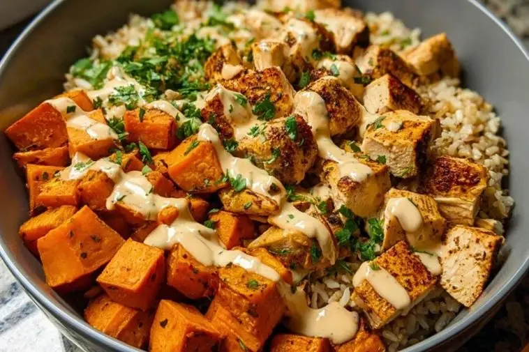 Healthy Chicken & Sweet Potato Rice Bowl