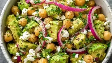 Homemade Chickpea Feta Avocado Salad