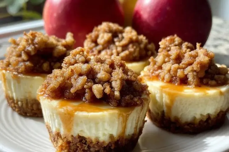 Irresistible Apple Crisp Mini Cheesecakes