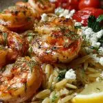 Lemon Feta Orzo Roasted Shrimp