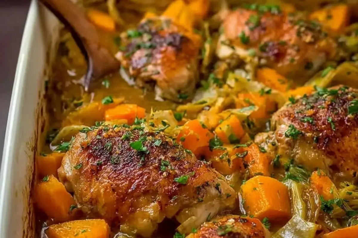 Roasted Chicken Leek and Butternut Squash Bake