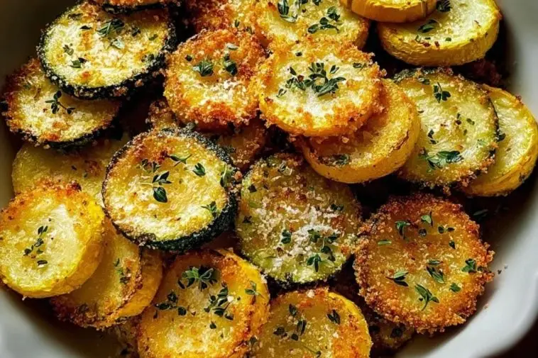 Roasted Summer Squash with Parmesan Garnished
