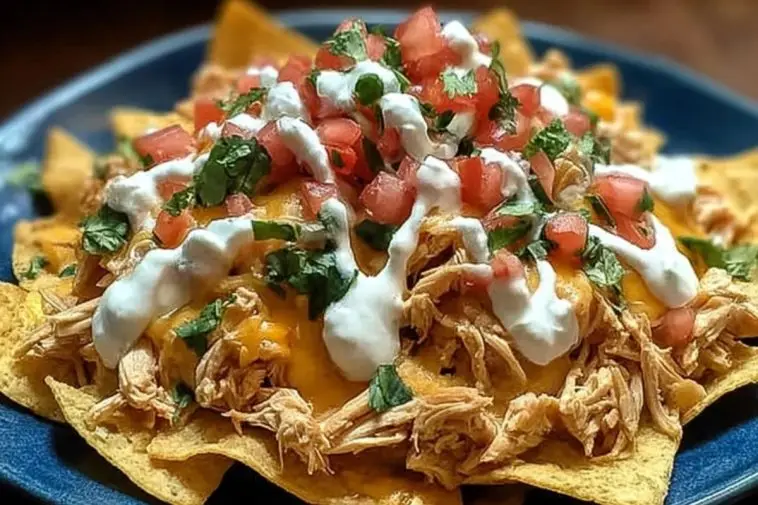 Creamy Crockpot Chicken Nachos
