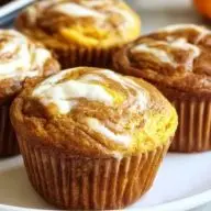 Fluffy Pumpkin Cream Cheese Swirl Muffins
