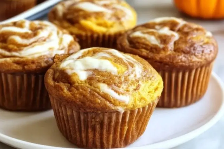 Fluffy Pumpkin Cream Cheese Swirl Muffins
