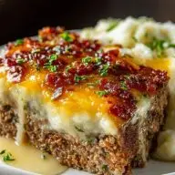Meatloaf with Mashed Potatoes and Cheese