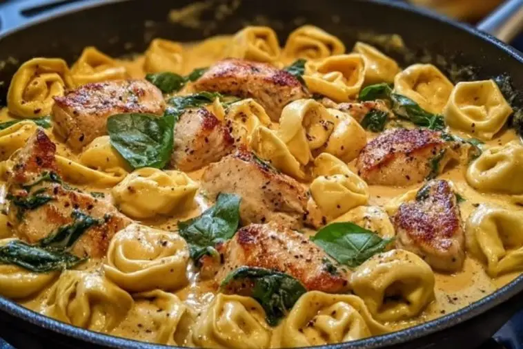 One Pot Spicy Garlic Butter Chicken Tortellini