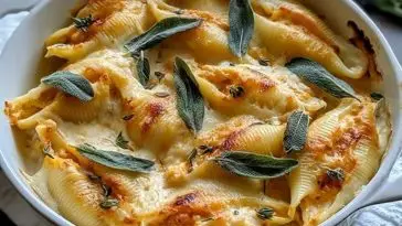 Pumpkin Gouda Stuffed Shells With Brown Butter Sage Alfredo Sauce