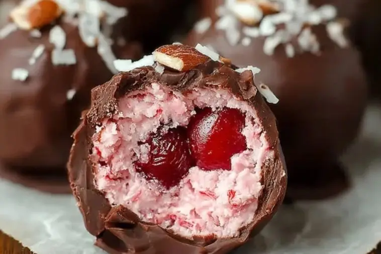 Chocolate Maraschino Cherry Coconut Truffles