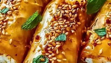 Oven Fried Feta Rolls with Chili Honey