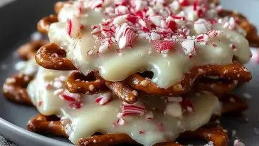 Easy White Chocolate Peppermint Pretzel Crisps