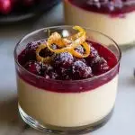 Eggnog Panna Cotta with Spiked Cranberry Sauce