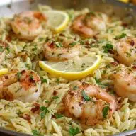 Lemon Garlic Shrimp Orzo