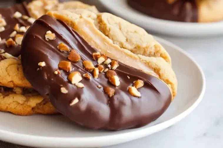 Chocolate Dipped Toffee Cookies