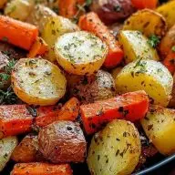 Garlic Herb Roasted Potatoes Carrots and Zucchini