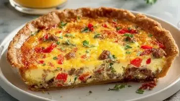 Irresistible Roasted Red Pepper and Sausage Quiche