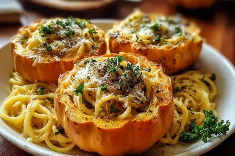 Pumpkin Alfredo Pasta Cauldrons