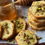 Salty Smoked Pistachio and Honey Shortbread Cookies