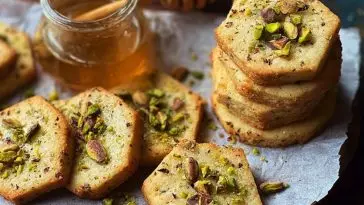 Salty Smoked Pistachio and Honey Shortbread Cookies