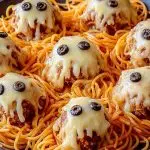 Spooky Spaghetti & Cheesy Monster Meatballs