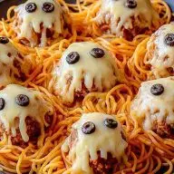 Spooky Spaghetti & Cheesy Monster Meatballs