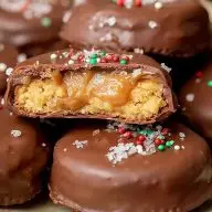 Festive Reese Cup Ritz Cracker Cookies