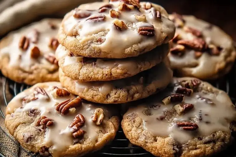 Frosted Butter Pecan Cookies