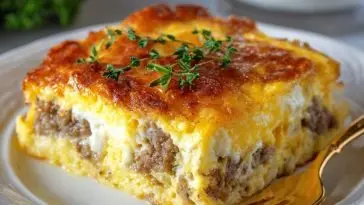 Sausage Egg and Cream Cheese Hashbrown Casserole