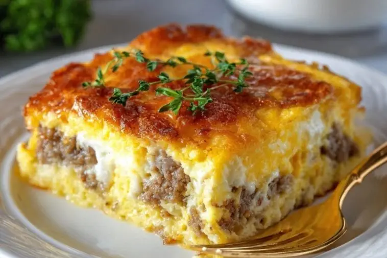 Sausage Egg and Cream Cheese Hashbrown Casserole